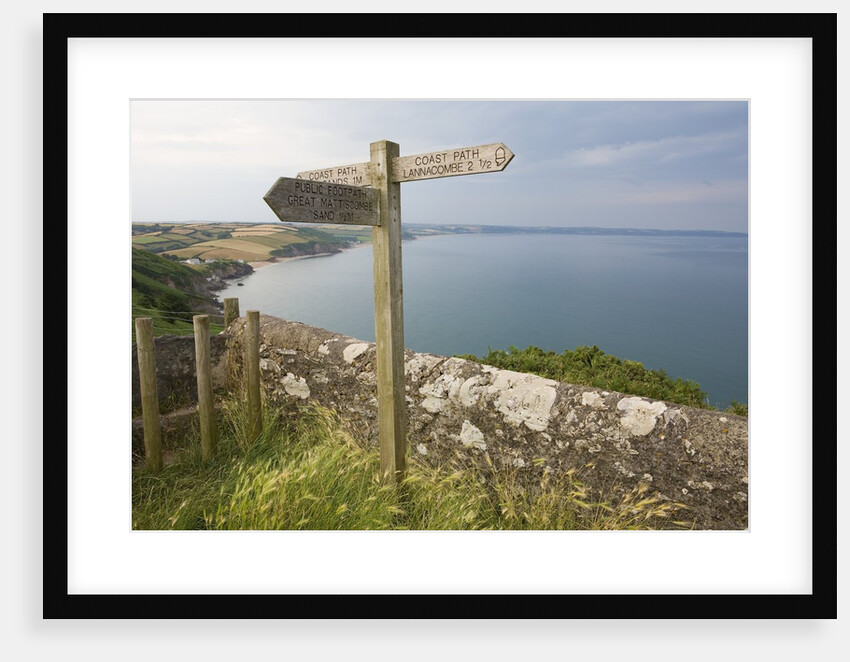 Direction Sign on Path Above Start Bay in Devon by Anonymous
