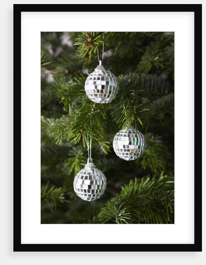 Mirrored Christmas Ornaments on Christmas Tree by Anonymous