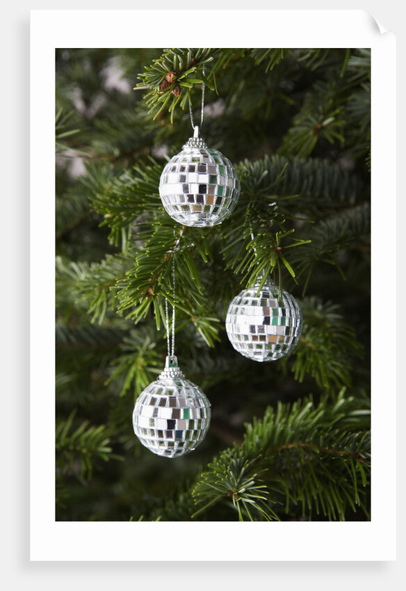 Mirrored Christmas Ornaments on Christmas Tree by Anonymous