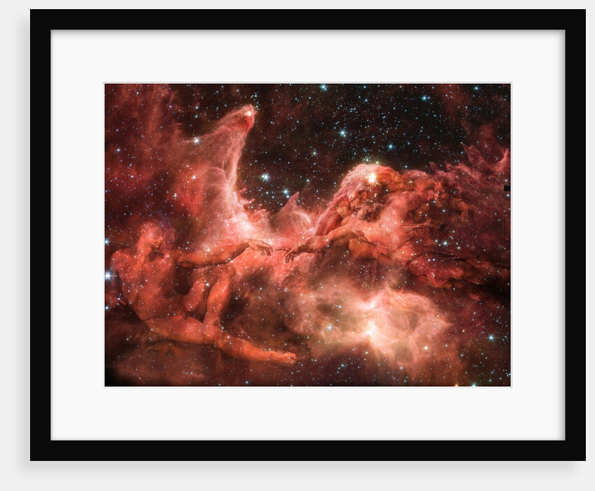 Adam and God Touching in Nebula by Anonymous