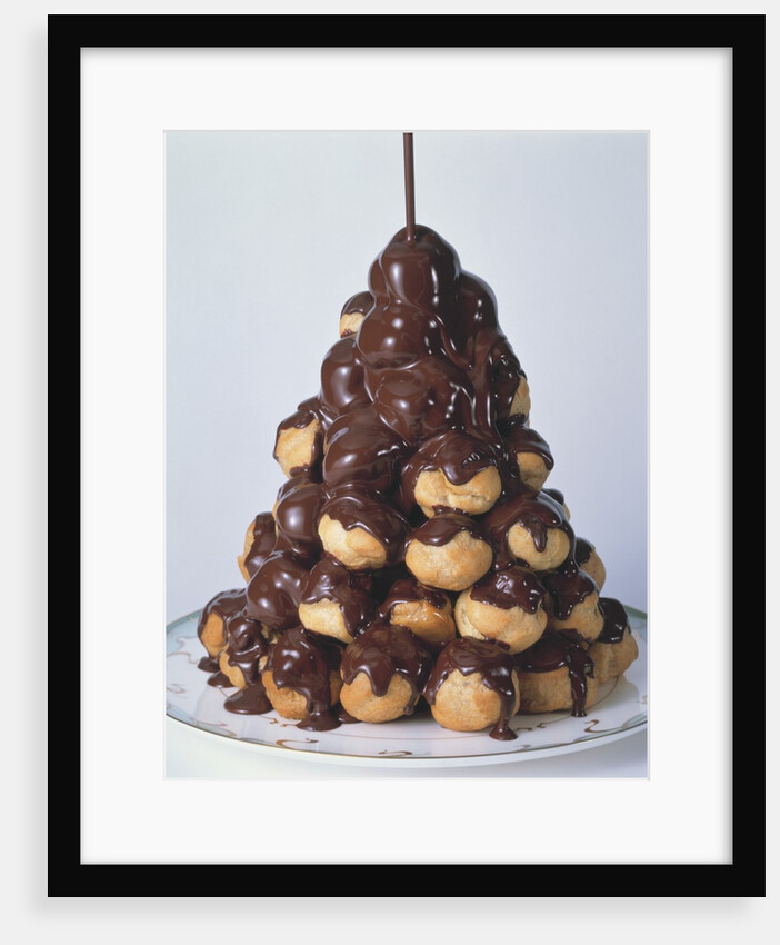Pyramid of Chocolate Drizzled Cream Puffs by Anonymous