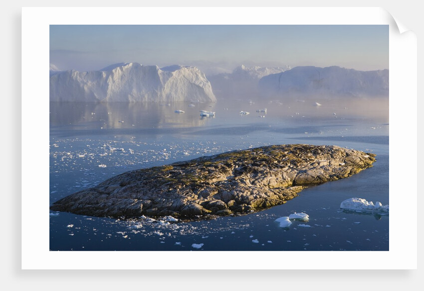 Small Rocky Island and Icebergs by Anonymous