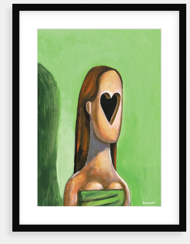 Woman with a heart cut out for a face by Anonymous