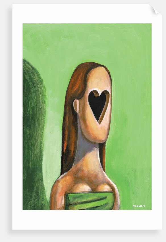 Woman with a heart cut out for a face by Anonymous