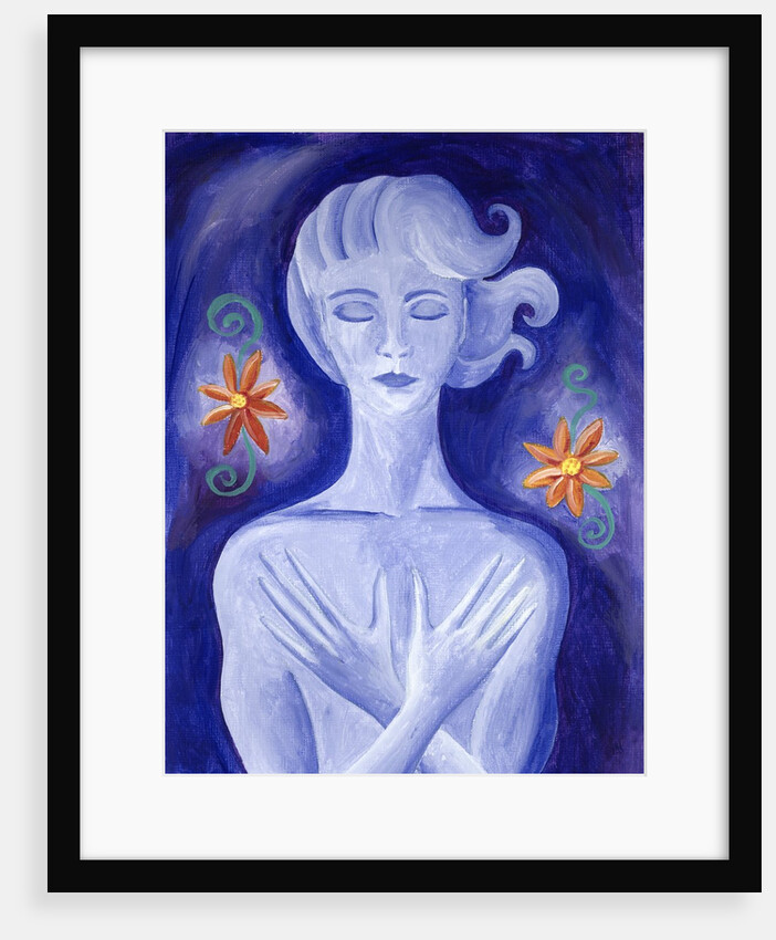 Woman holding her chest by Anonymous