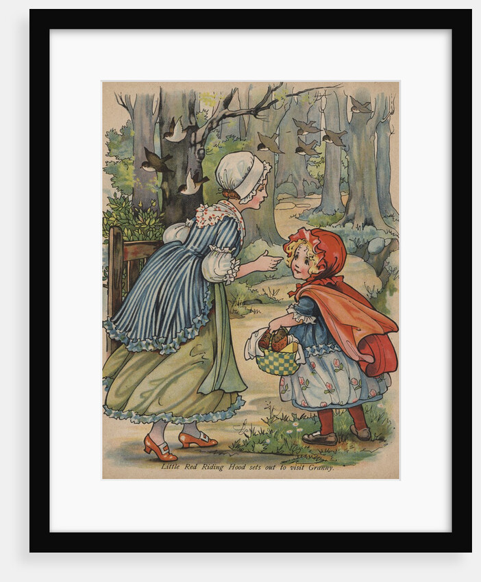 Little Red Riding Hood Sets Out to Visit Granny Book Illustration by Anonymous