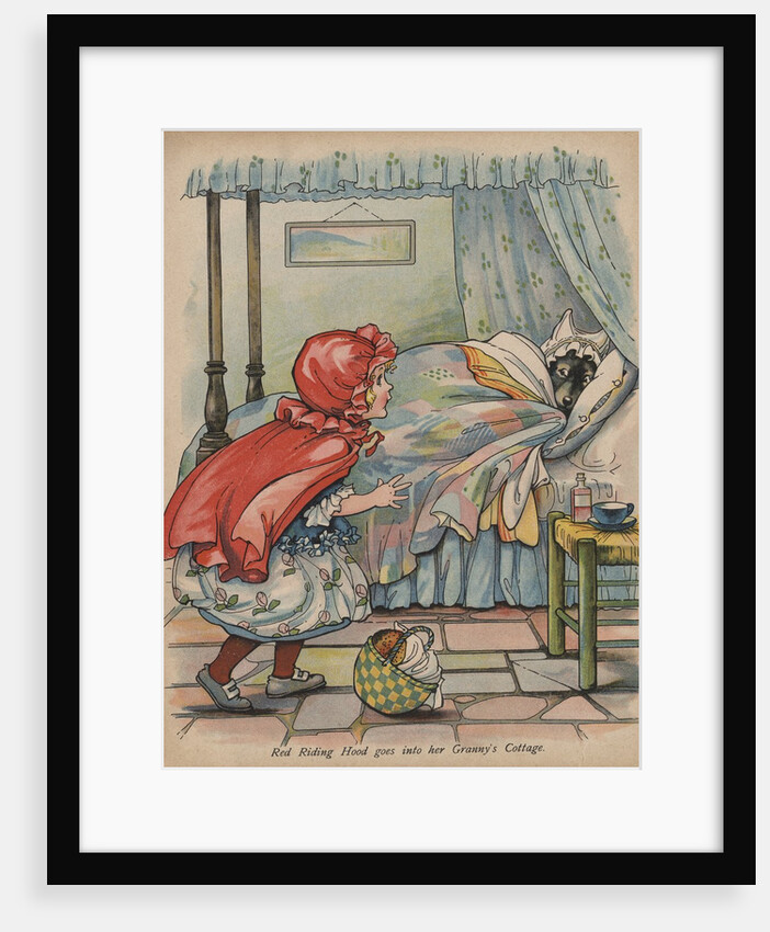 Red Riding Hood Goes Into Her Granny's Cottage Book Illustration by Anonymous