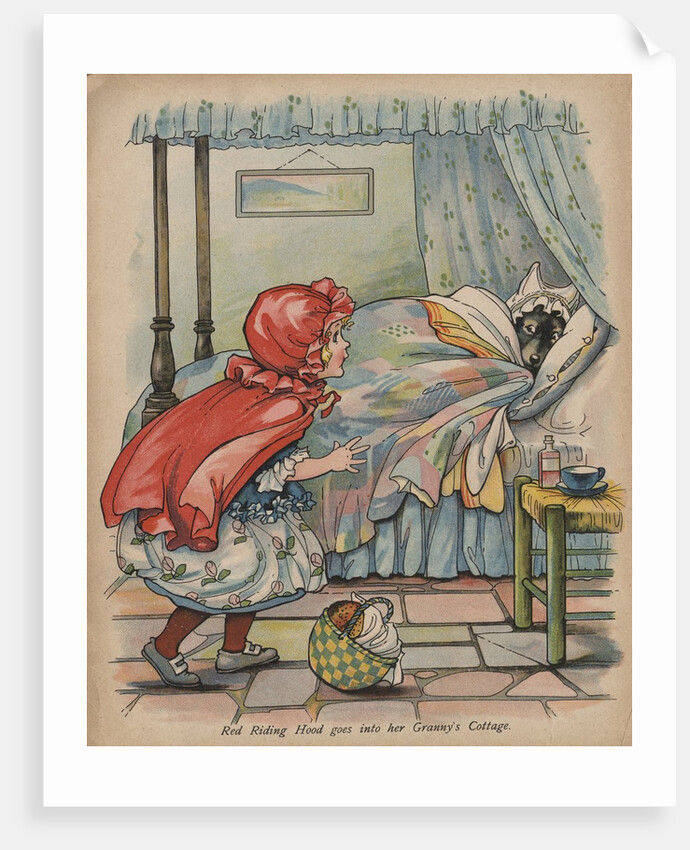 Red Riding Hood Goes Into Her Granny's Cottage Book Illustration by Anonymous