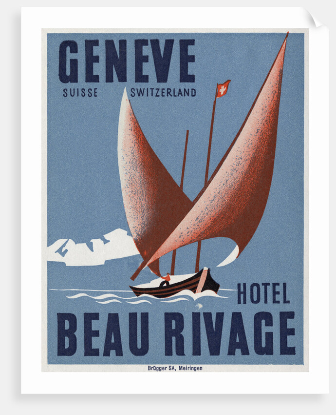 Beau Rivage Hotel Geneve Luggage Label by Anonymous