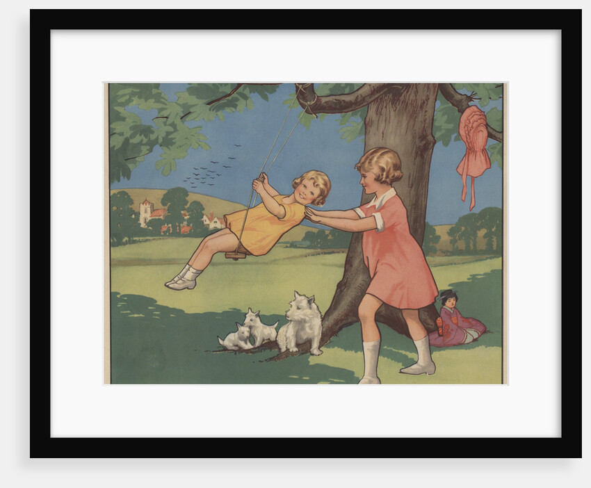 Book Illustration of Girls Playing on a Swing by Anonymous