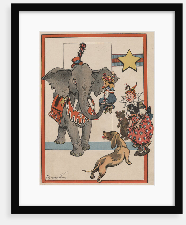 Illustration of an Elephant and Circus Performers by Constance White