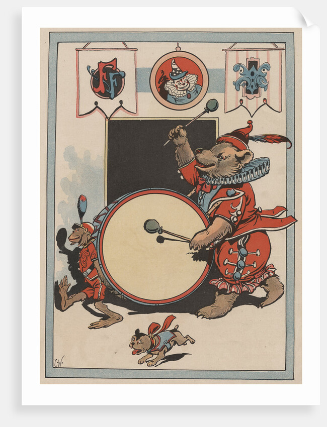 Illustration of a Circus Bear Playing a Drum by Constance White