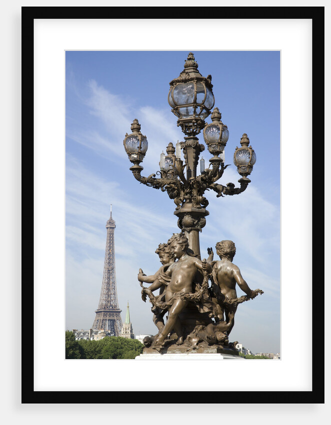 Lamp with Statues and the Eiffel Tower in the Distance by Anonymous