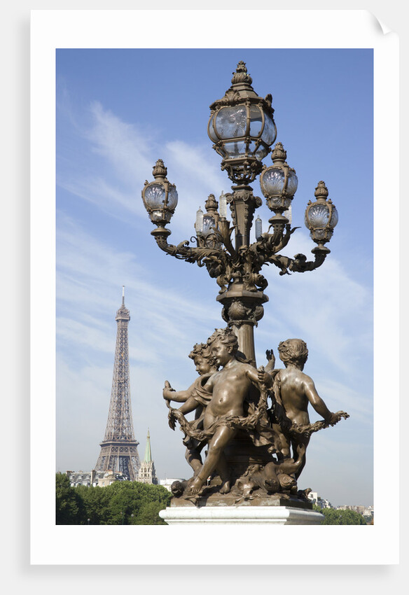 Lamp with Statues and the Eiffel Tower in the Distance by Anonymous