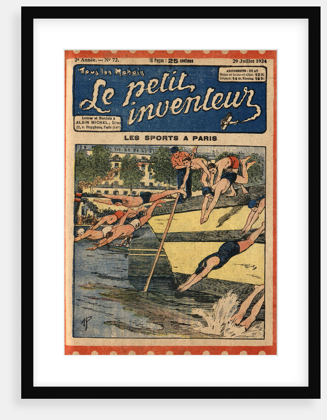 Illustration of Swimmers Diving into the Seine River by Anonymous