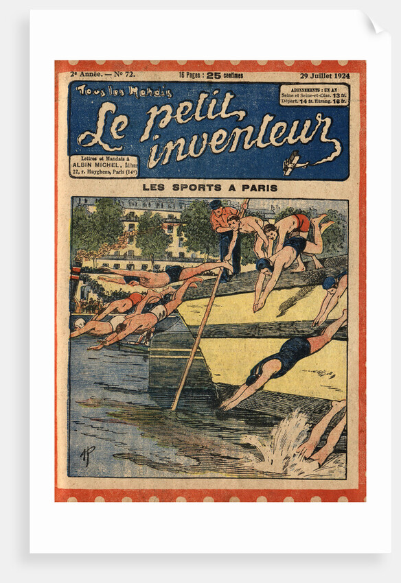 Illustration of Swimmers Diving into the Seine River by Anonymous