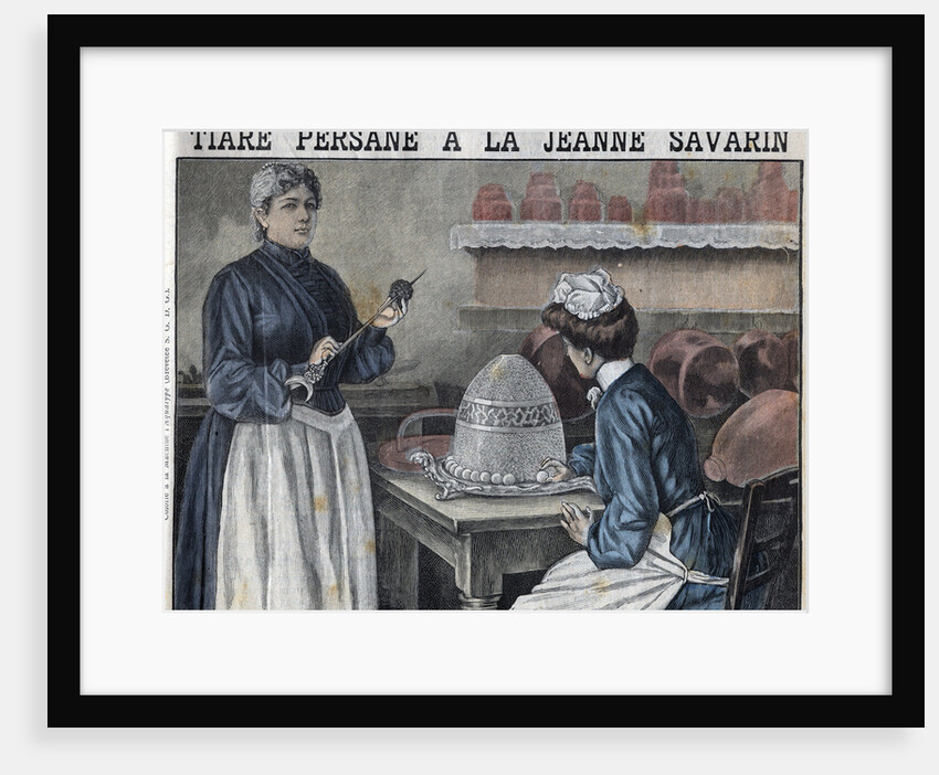Illustration of Jeanne Savarin Creating an Elaborate Dessert by Anonymous