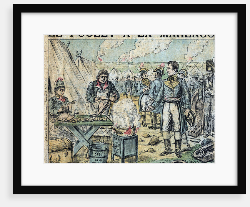 Illustration of French Soldiers Cooking Marengo Chicken by Anonymous