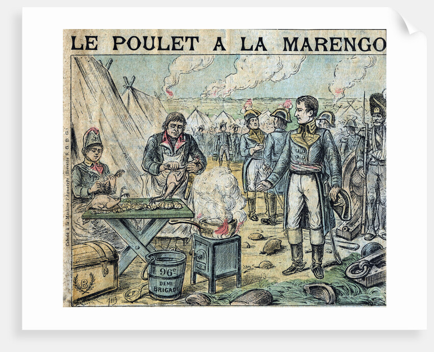Illustration of French Soldiers Cooking Marengo Chicken by Anonymous