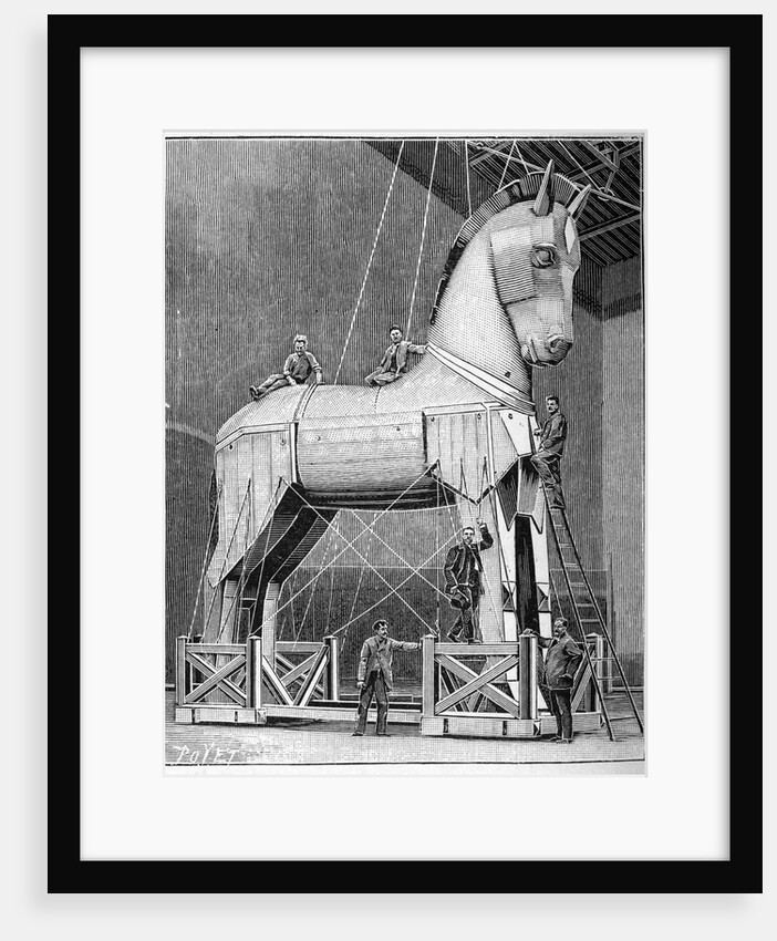 Illustration of Set Builders Working on a Trojan Horse by Anonymous