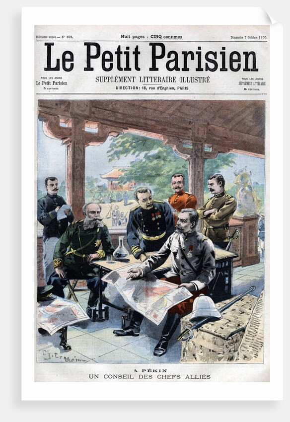 Illustration of Allied Council of War During the Boxer Rebellion by Anonymous