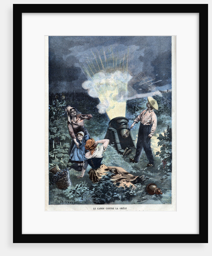 Illustration of a Farmer Firing a Cannon to Prevent Hailstones by Anonymous