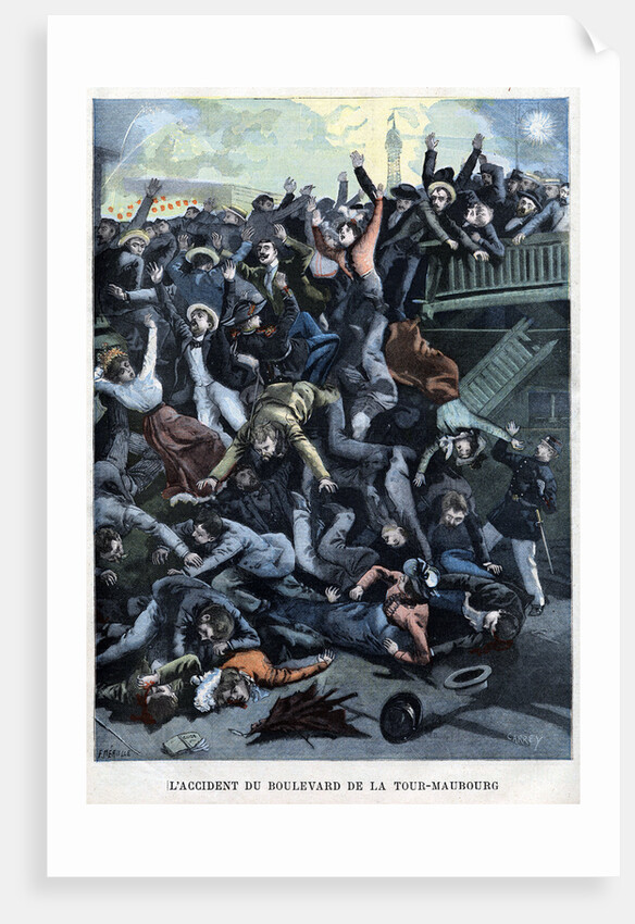 Illustration of a Footbridge Collapsing During Celebrations of the 1900 Paris Exposition by Anonymous