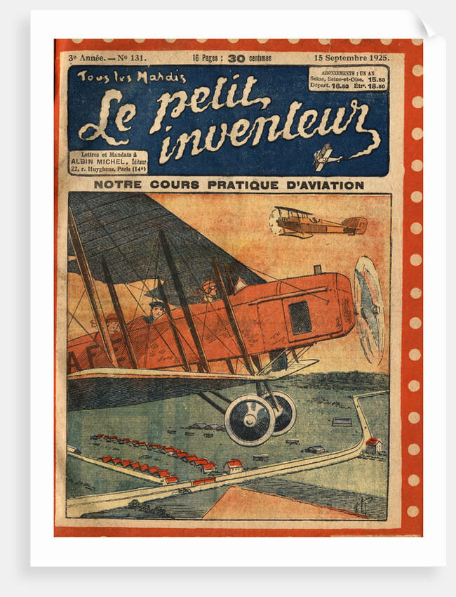 Illustration of a Flying Biplane by Anonymous