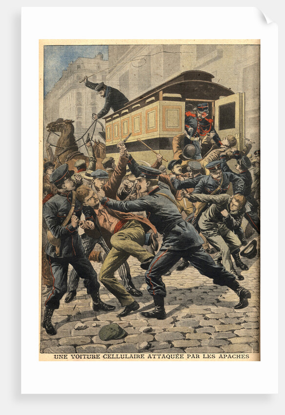 Illustration of Police and Thugs Fighting in Paris by Anonymous