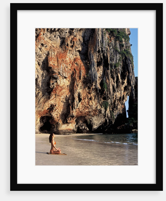 Woman Meditating on Phra Nang Beach by Anonymous