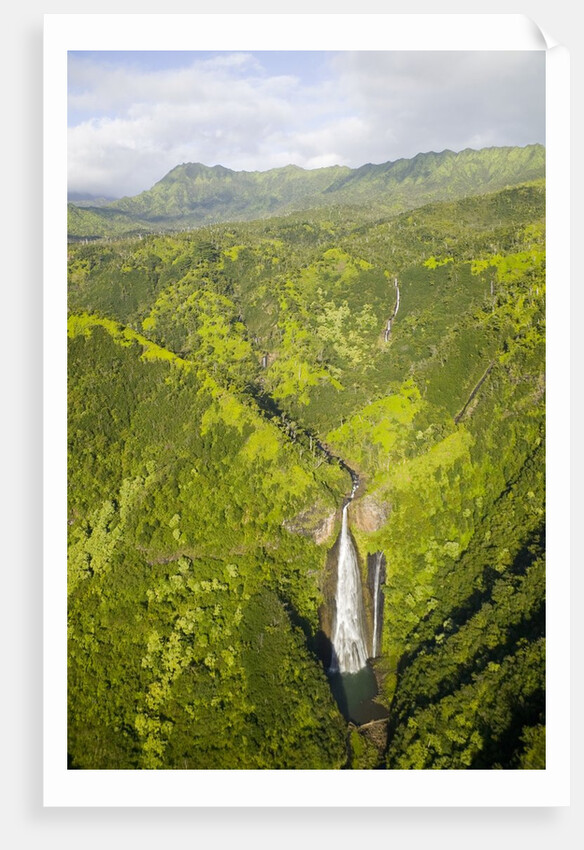 Aerial View of Waterfall in Waimea Canyon by Anonymous