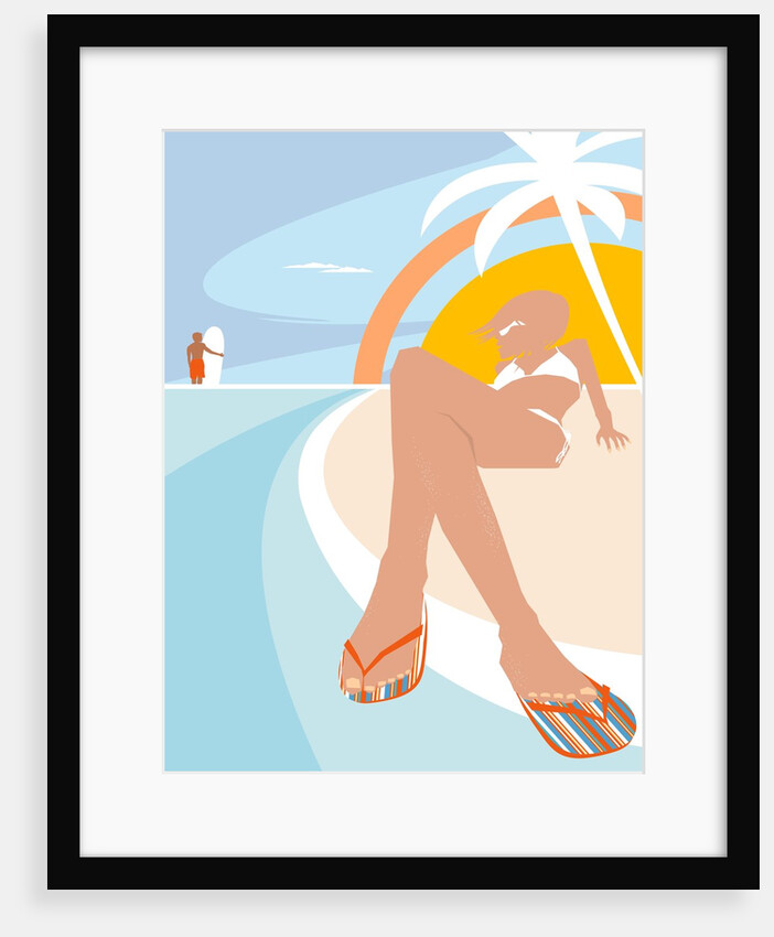Woman In Bikini Sunbathing by Anonymous