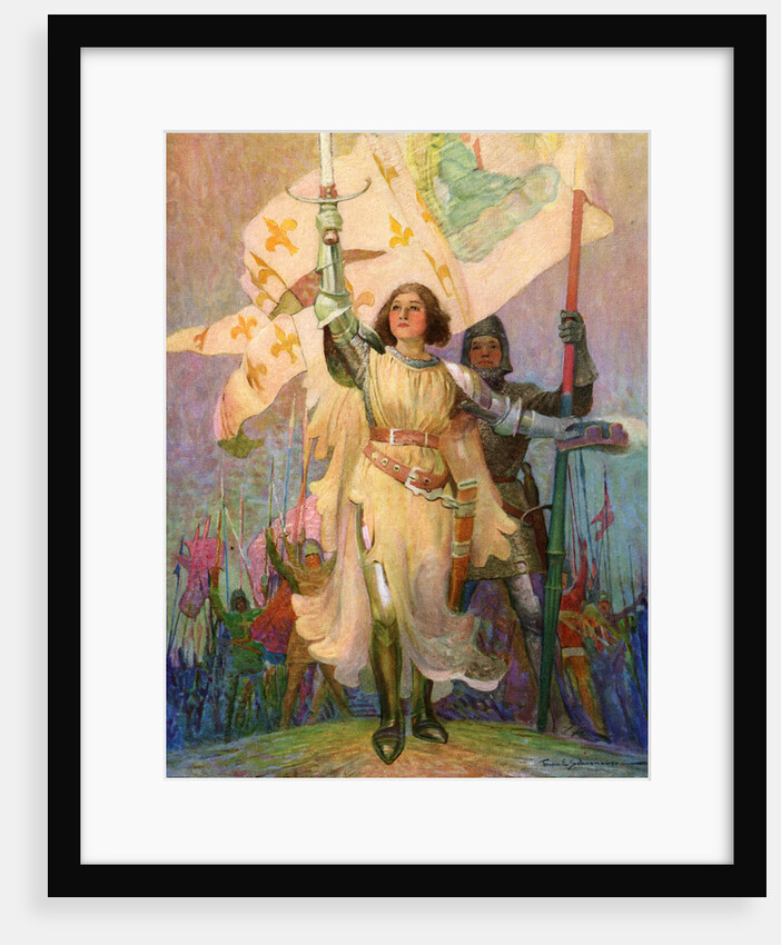Illustration of Joan of Arc with Raised Sword by Frank E. Schoonover