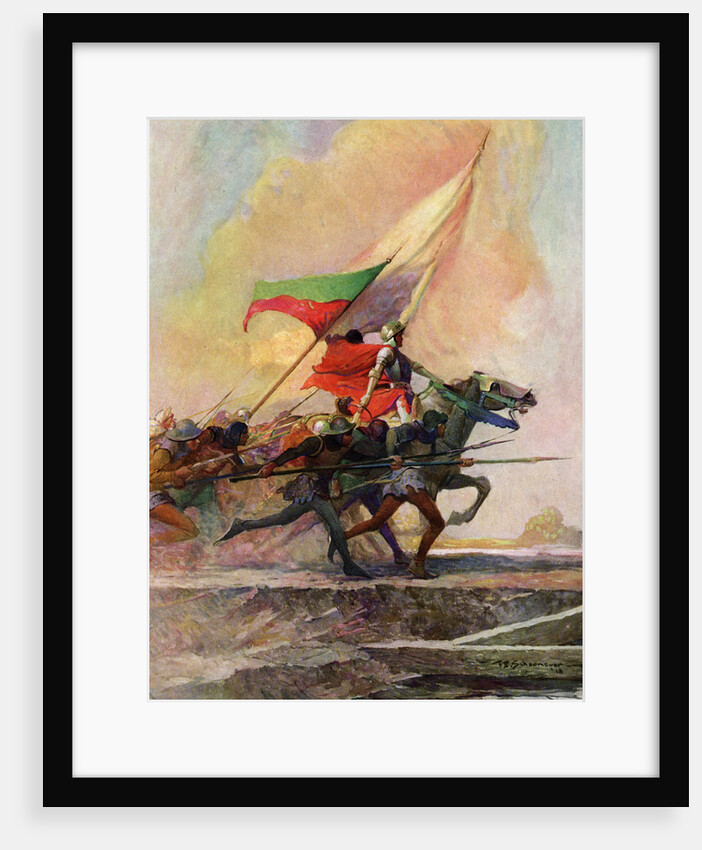 Illustration of Joan of Arc Charging into Battle on Horseback by Frank E. Schoonover