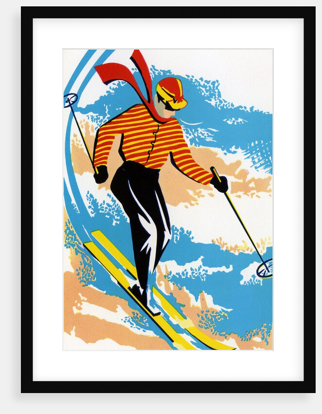 Broom Label of Skier on Ski Slope by Anonymous