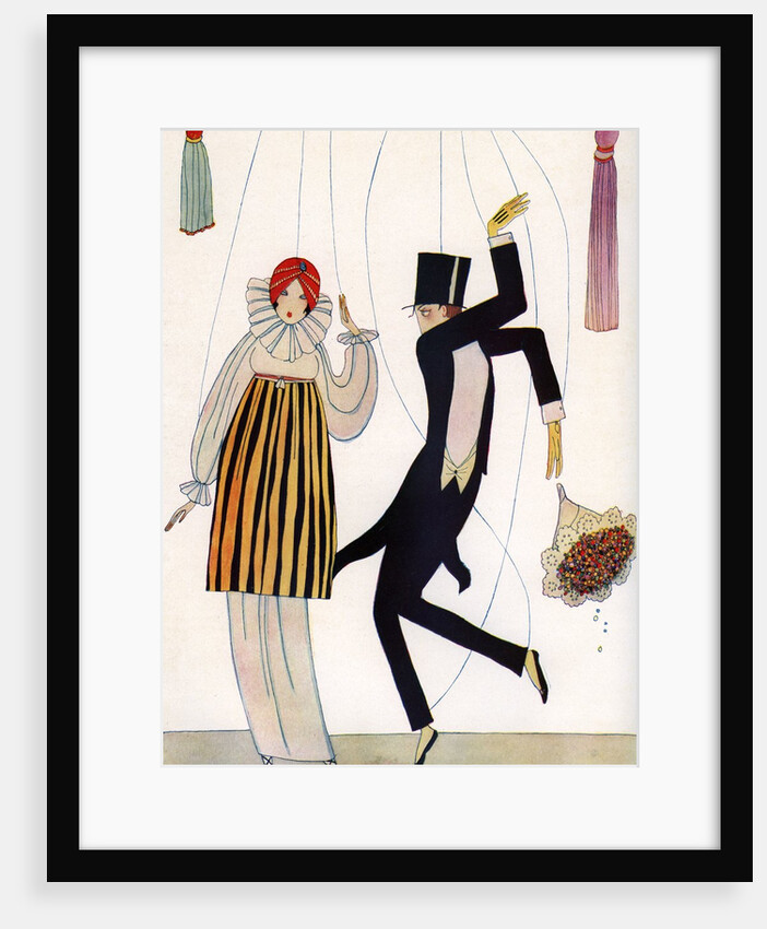 Illustration of Fashionable Couple as Marionettes by Anonymous