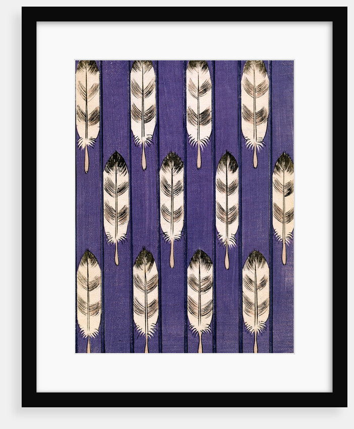 Illustration of Feathers on a Lavender Geometric Background by Anonymous
