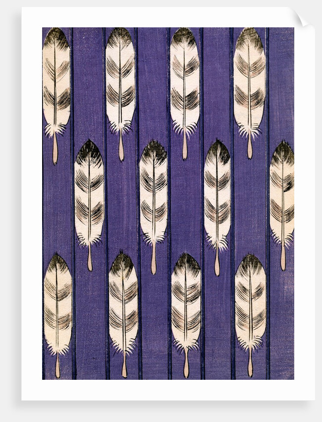 Illustration of Feathers on a Lavender Geometric Background by Anonymous
