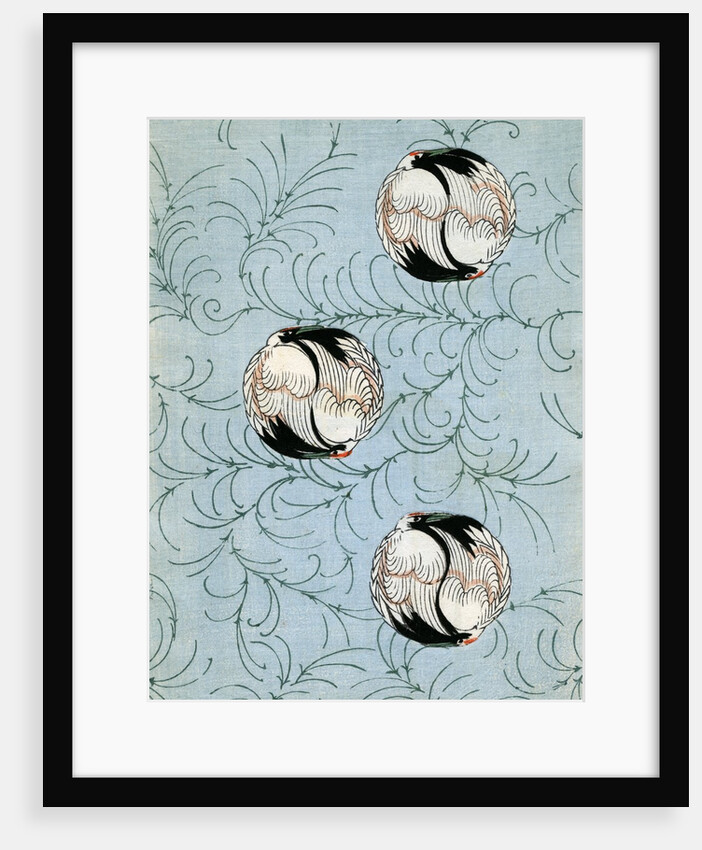 Illustration of Cranes Forming Balls on Light Blue Background by Anonymous
