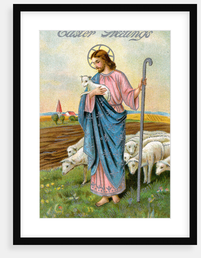 Easter Postcard with Jesus Christ as Shepherd by Anonymous