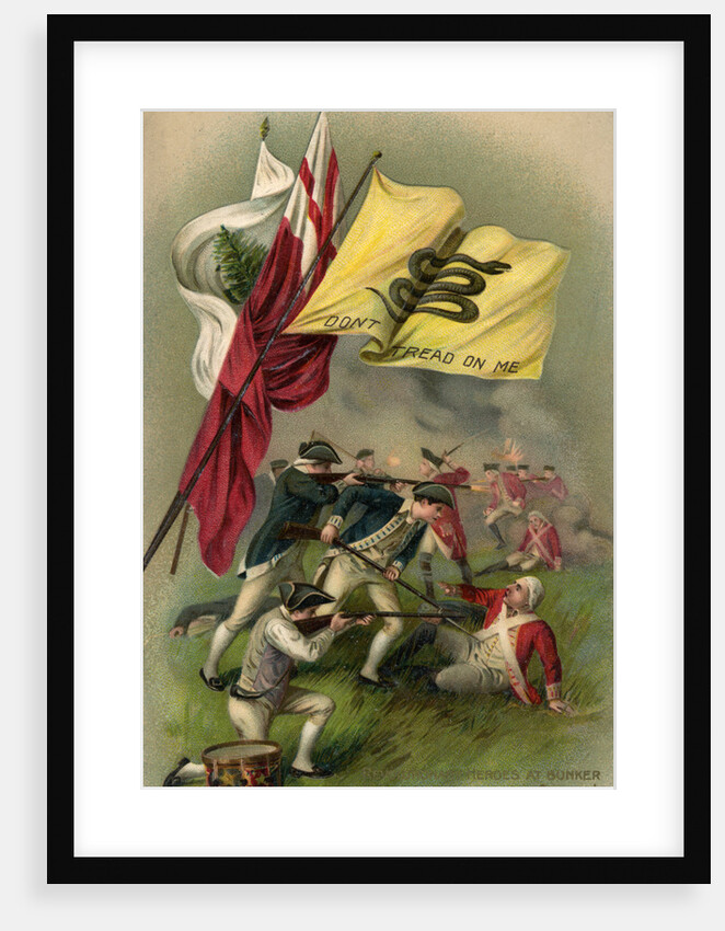 Postcard of Revolutionaries Fighting at Bunker Hill Under Don't Tread on Me Flag by Anonymous