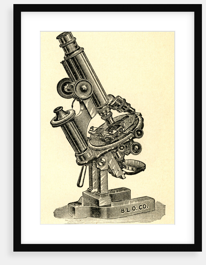 Engraving of an Antique Compound Microscope by Anonymous