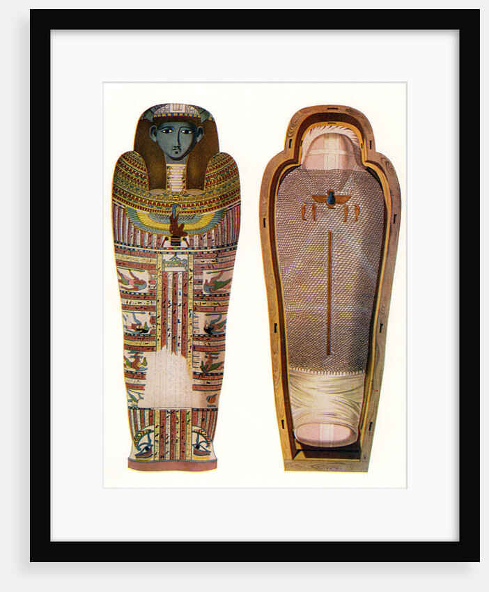 Illustration of Egyptian Mummy and Sarcophagus by Anonymous