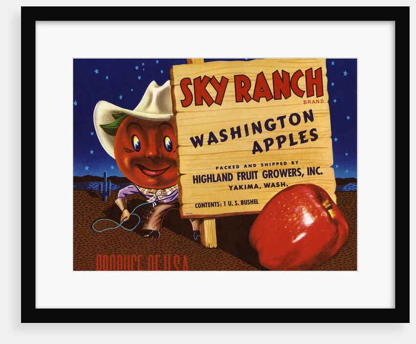 Sky Ranch Brand Washington Apples Fruit Crate Label by Anonymous