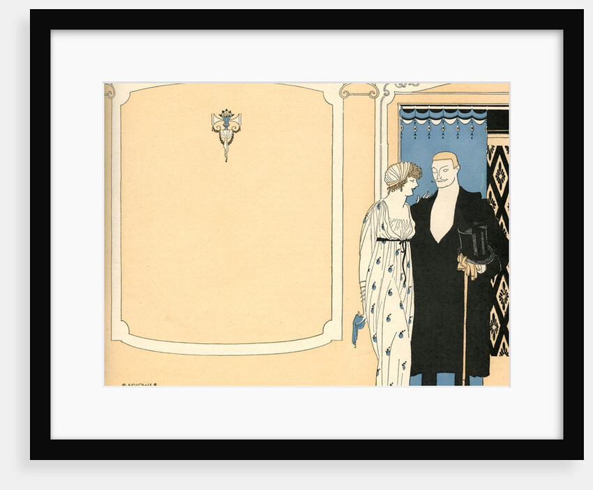 Illustration of Fashionable Couple by a Wall by L. Fellows