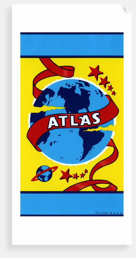 Atlas with Globe of the Earth and Stars Broom label by Anonymous