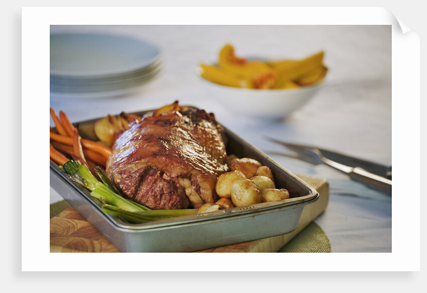 Roast Lamb Dinner in Roasting Pan by Anonymous