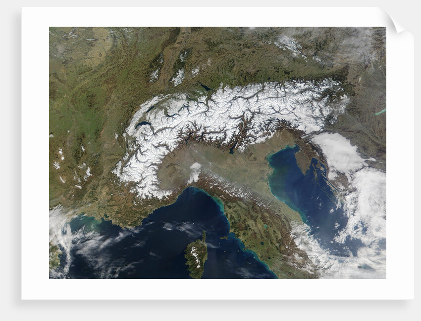 Snow Covering the Alps and Northern Italy by Anonymous