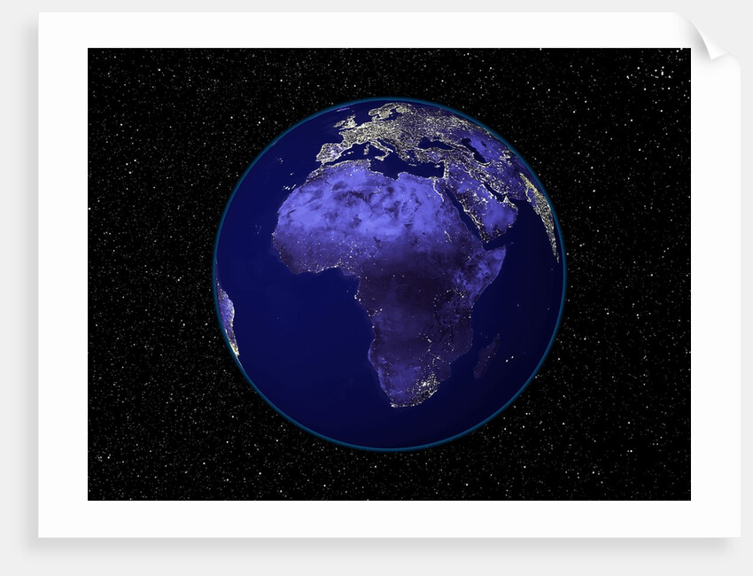 City Lights in Dark View of African Continent by Anonymous