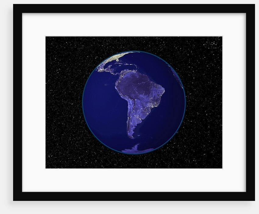 City Lights in Dark View of South America by Anonymous